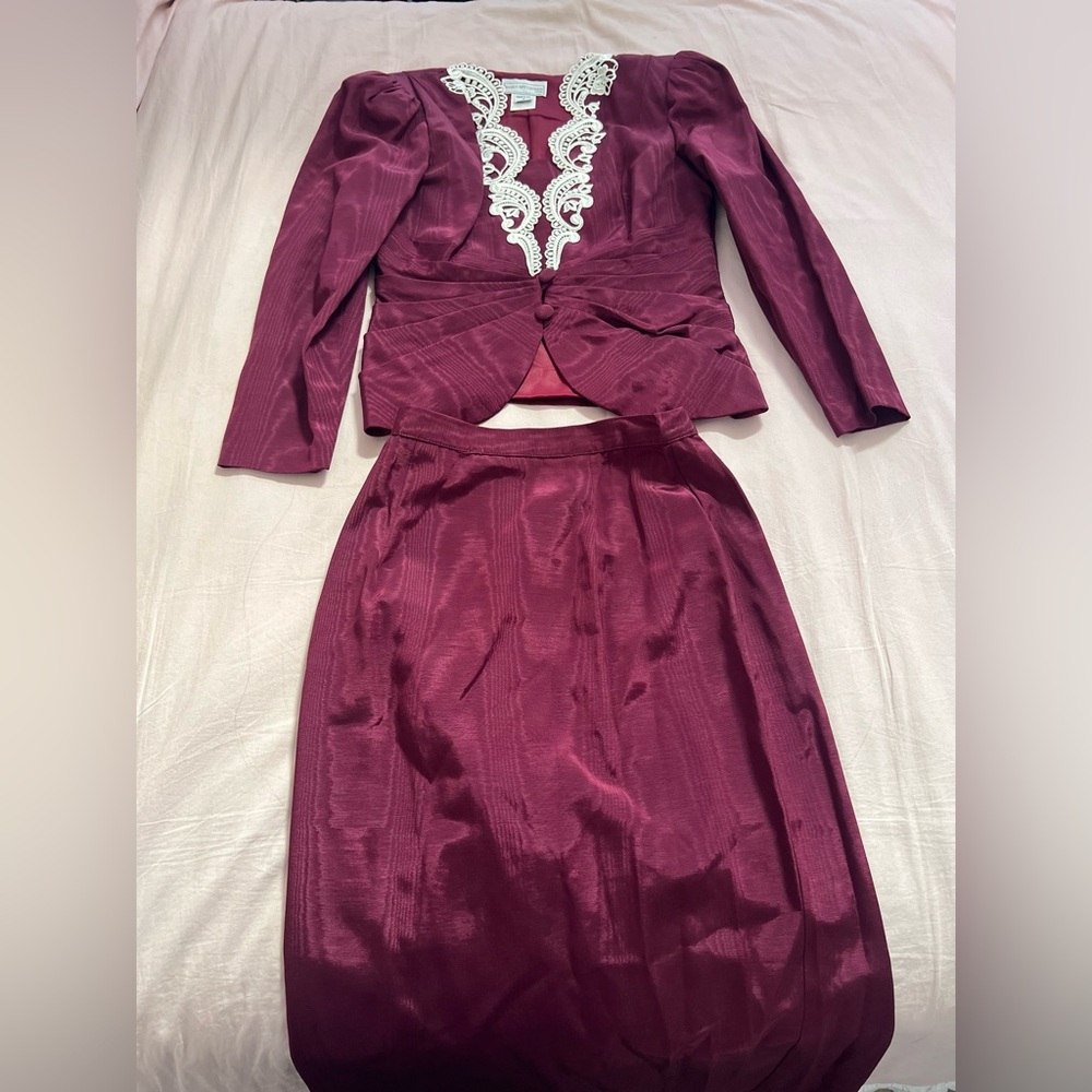 Jessica McClintock Deep Red Victorian Inspired Vintage Skirt Set